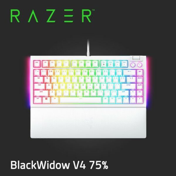 Razer BlackWidow V4 75% 黑寡婦 V4 75%幻彩版機械式電競鍵盤(白色/英文)razer收購